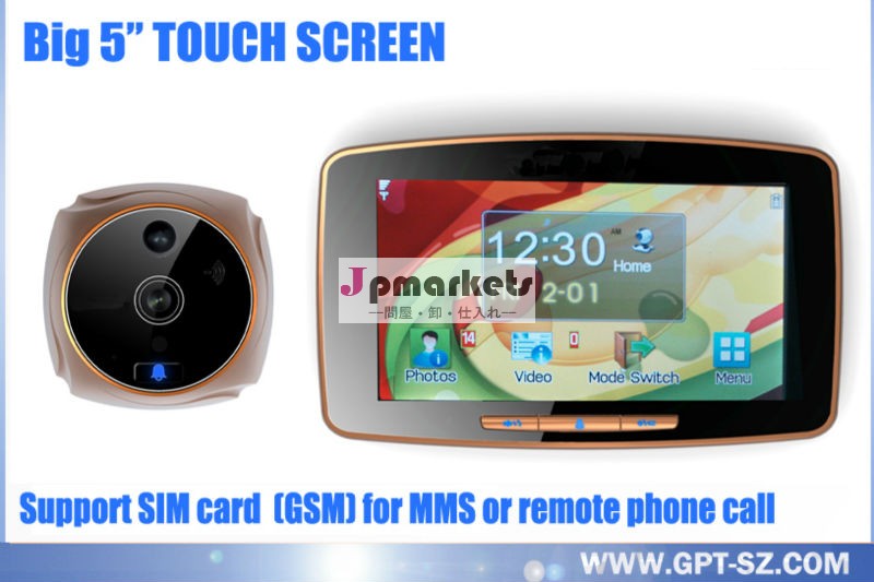 『5.0タッチスクリーンデジタルビデオドア電話/ドアカメラドアベル付き、 サポートのためのsimカードのphonecallおよびmms( tp- k800)問屋・仕入れ・卸・卸売り