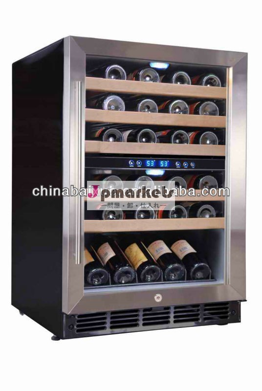 アメリカ標準45ボトル容量23インチデュアルゾーンのワイン冷蔵庫コンプレッサー冷却アンダーカウンターｽﾃﾝ建て- ワインクーラー問屋・仕入れ・卸・卸売り