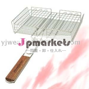 長方形のグリルバスケットw4022木のハンドルが付いて問屋・仕入れ・卸・卸売り