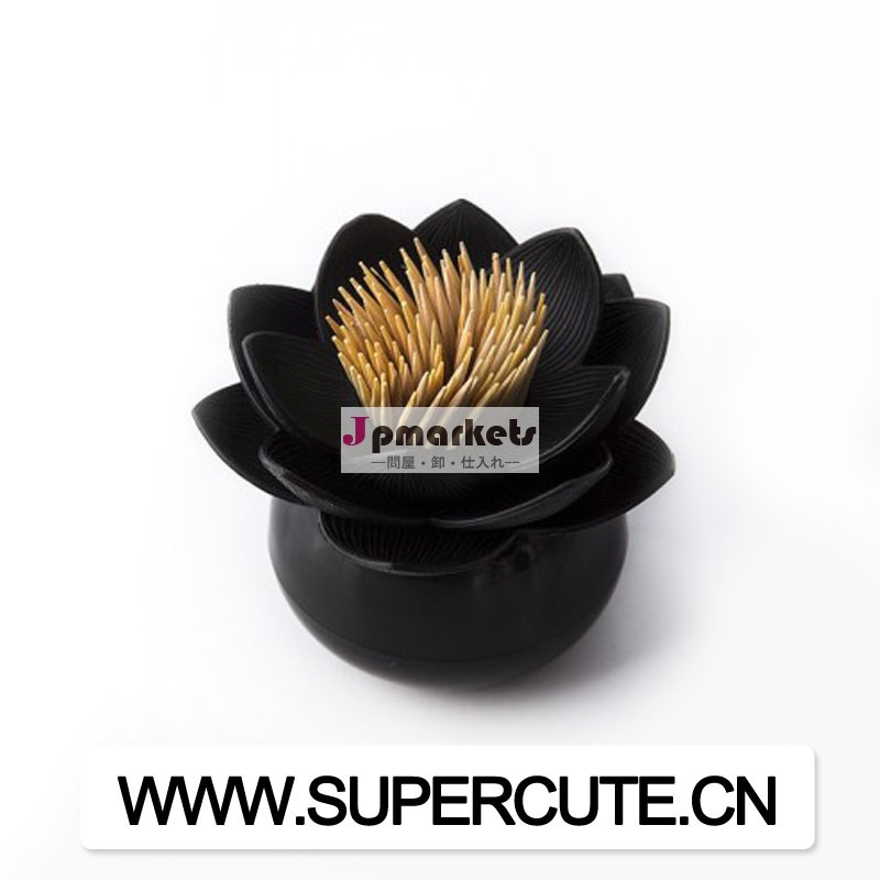 新しい中国美しい蓮の花のプラスチック製の爪楊枝ホルダーのプリントロゴ問屋・仕入れ・卸・卸売り