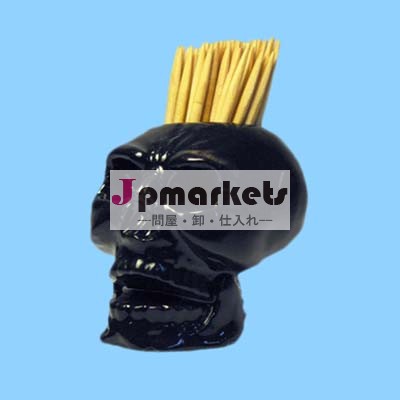 ブラックスカルつまようじホルダーセラミックハロウィーンのためのユニークなつまようじホルダー問屋・仕入れ・卸・卸売り