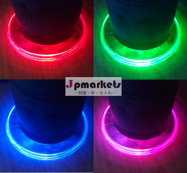 ledの色の変化飲み物コースター新しいカラフルなledライトフラッシュコースターカップ問屋・仕入れ・卸・卸売り