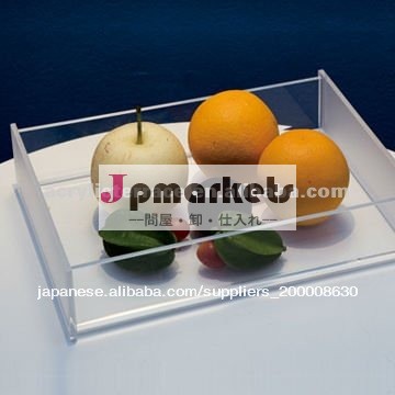 明確な正方形のアクリルのフルーツ皿、食糧皿問屋・仕入れ・卸・卸売り