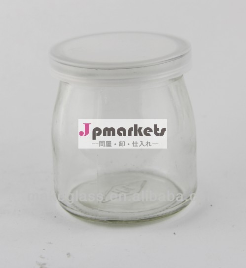 プディング200ml/ヨーグルト/ミルクプラスチック製の蓋付きガラスジャー、 透明なガラスボトルプラスチックキャップ付き問屋・仕入れ・卸・卸売り
