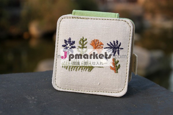 布カバーお花の刺繍ポケットミラーコンパクトミラー問屋・仕入れ・卸・卸売り