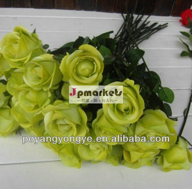 緑の単一af321-zj人工絹のバラの幹花、 工場直接問屋・仕入れ・卸・卸売り