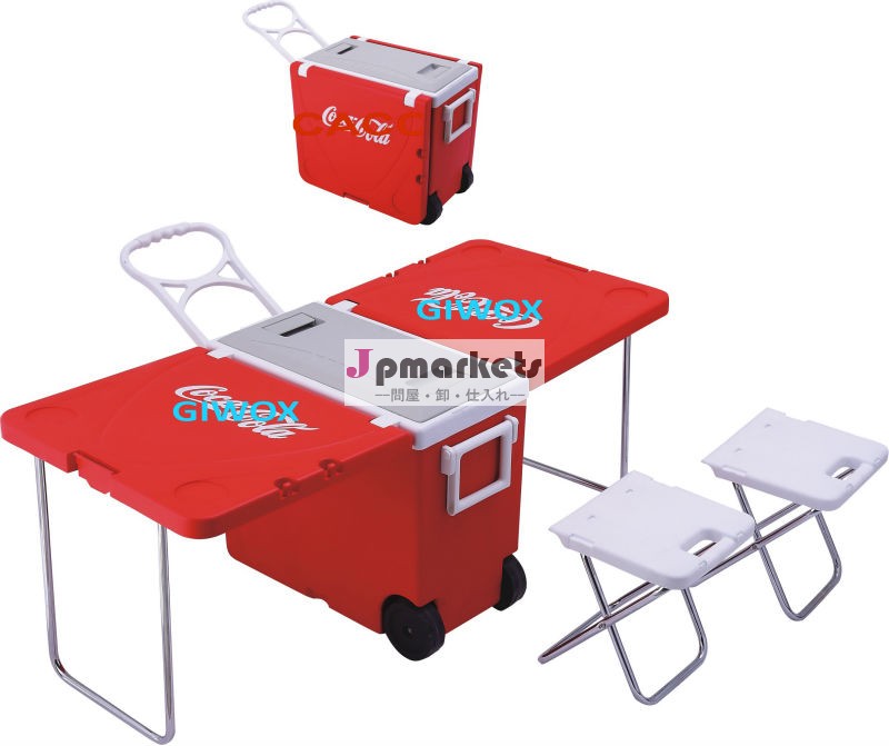 折り畳み式のテーブルのクーラーボックス、 多機能テーブルクーラーボックス、 ポータブルプラスチッククーラーボックスホイール付、 クーラーテーブル問屋・仕入れ・卸・卸売り