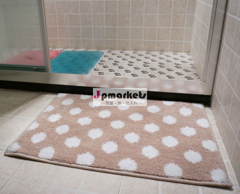 可愛い水玉柄 マイクロファイバー バスマットトイレマット ベージュ問屋・仕入れ・卸・卸売り