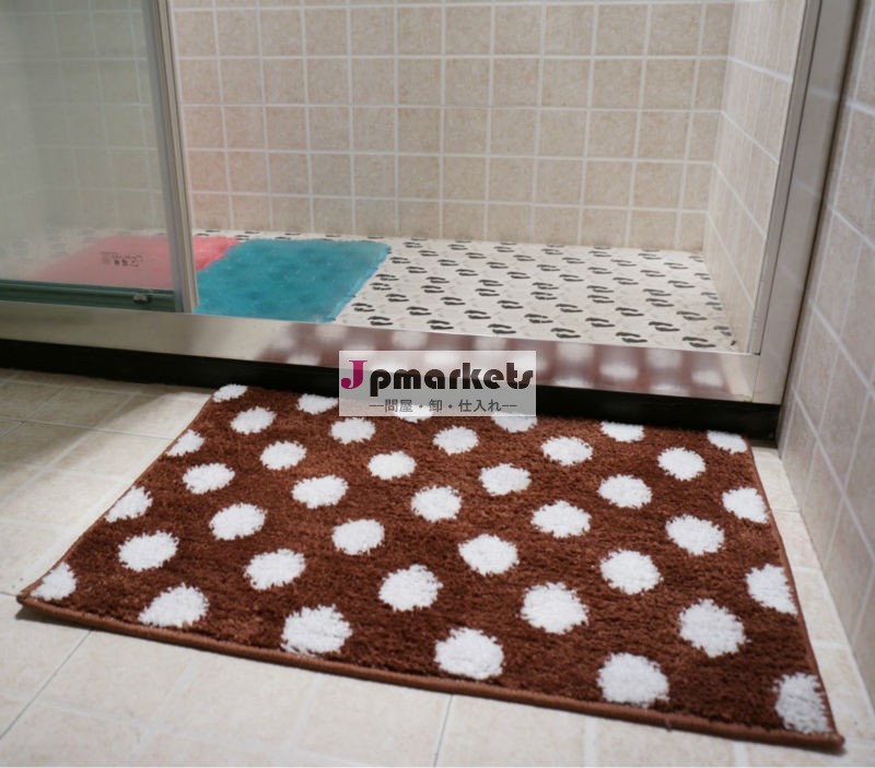 可愛い水玉柄 マイクロファイバー バスマットトイレマット 茶色問屋・仕入れ・卸・卸売り
