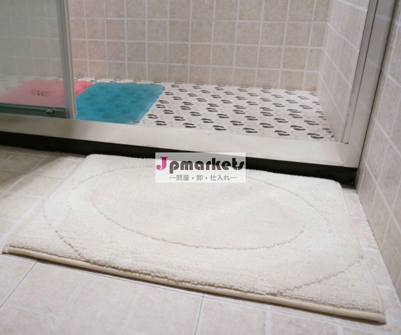 楕円柄 マイクロファイバー メモリフォームマット バスマット トイレマット 白問屋・仕入れ・卸・卸売り