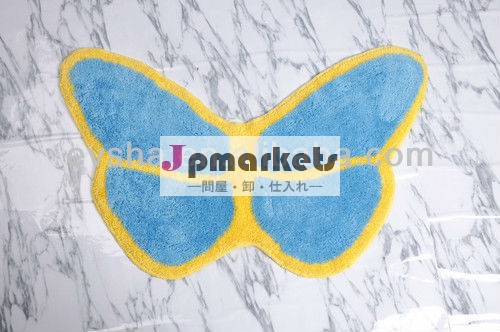 蝶の形の青い色bathmat上海bathmatジャカードbathmat( ev- b011b- bm)問屋・仕入れ・卸・卸売り