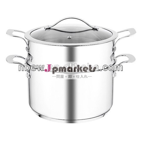 熱い販売の斬新なスタイルスープ鍋ステンレス鋼ソース鍋蒸し器付き高品質ステンレスsteeダブルハンドル台所用具問屋・仕入れ・卸・卸売り