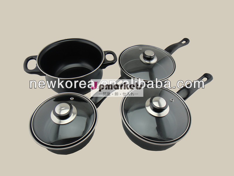 黒色炭素鋼7個非- スティックコーティング調理器具セットベークライトハンドル付き問屋・仕入れ・卸・卸売り