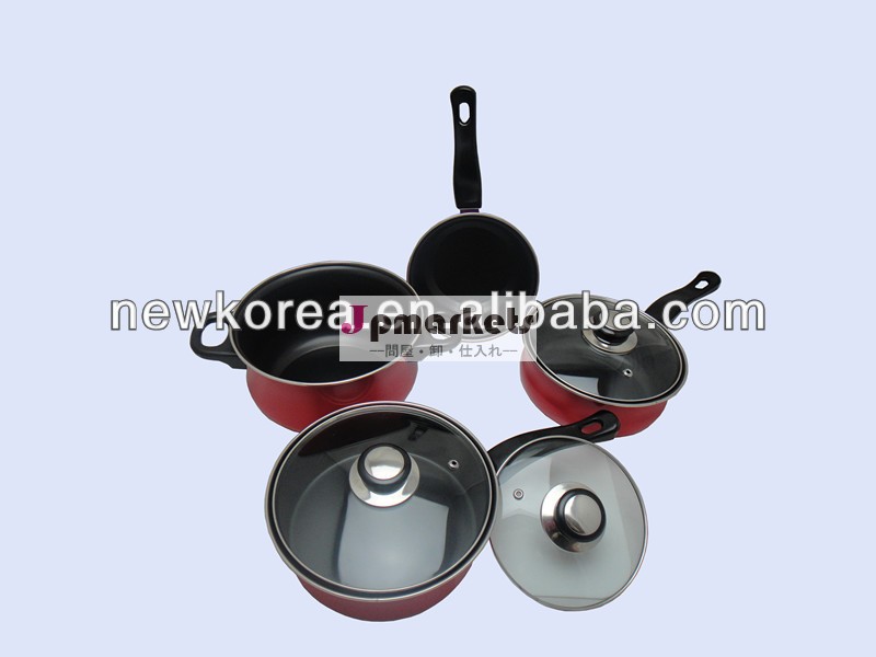 個の赤い7炭素鋼非- スティックコーティング調理器具セットベークライトハンドル付き問屋・仕入れ・卸・卸売り