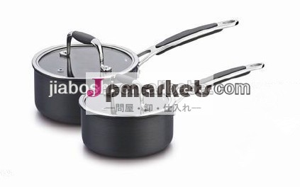 硬質アルマイトmingshi非- スティックアルミ蓋付き両手鍋( 豪華なガラス蓋)問屋・仕入れ・卸・卸売り