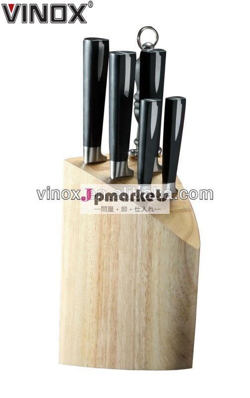 Hot sale 7pcs kitchen knife set with rubber wood block問屋・仕入れ・卸・卸売り