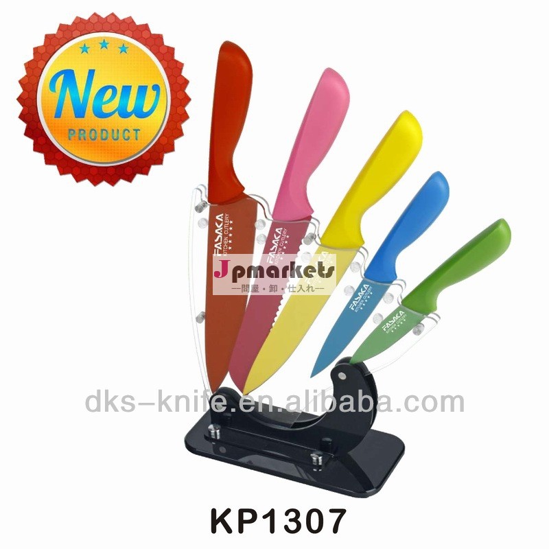 Kp1307非- スティックコーティングステンレス鋼6個aryklicブロックのナイフセット問屋・仕入れ・卸・卸売り