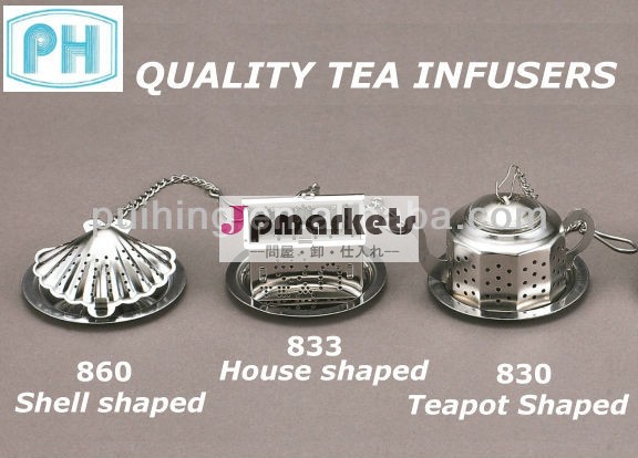 茶付属品: 家/シェル/ティーポット形のステンレス鋼チェーン付き茶i nfusers問屋・仕入れ・卸・卸売り