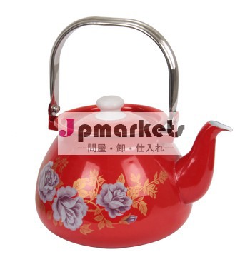 熱い販売の赤いセラミックティーポット鋳鉄の水がteakettlesポットエナメルコーティングされた鋼製ハンドル問屋・仕入れ・卸・卸売り