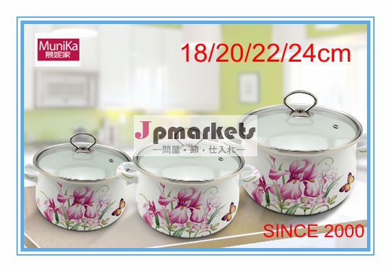 スープポットほうろう/enamelセラミック蓋付きキャセロール花とハンドル問屋・仕入れ・卸・卸売り