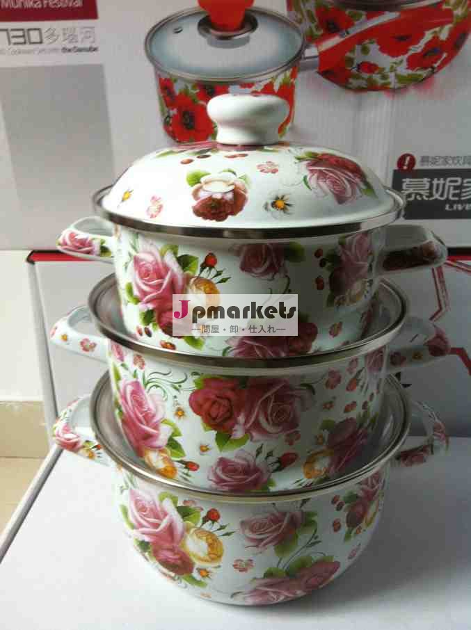 6個の磁器エナメルキャセロール鍋セット/ほうろうソースパン問屋・仕入れ・卸・卸売り