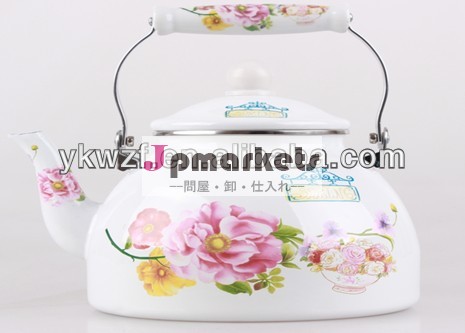 4l熱い販売のデカールエナメルフラットベース形状のやかん/ティーポット/アラビアやかん問屋・仕入れ・卸・卸売り
