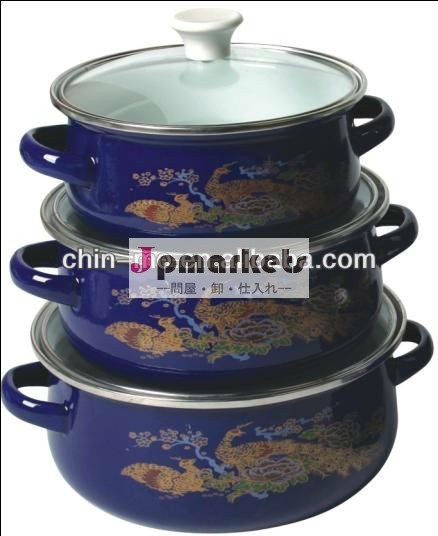 腹鍋セットエナメル熱い販売、 インド市場向け問屋・仕入れ・卸・卸売り