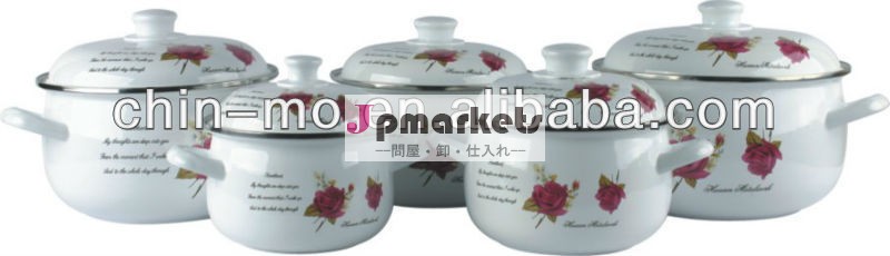 デカール印刷エナメルキャセロールガラスで設定または金属のふた問屋・仕入れ・卸・卸売り