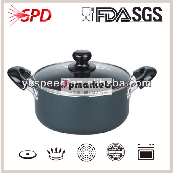 sgsのfdaの高品質アルミテフロン加工技術健康な黒エコキャセロール火鍋調理器具問屋・仕入れ・卸・卸売り