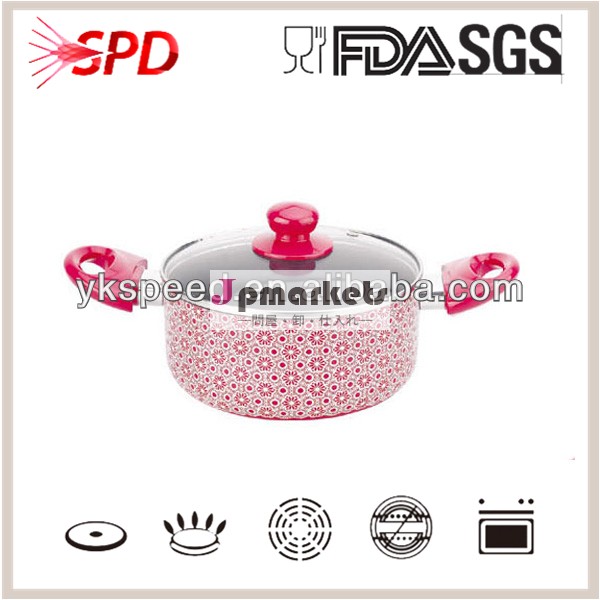 sgsのfdaピンクデカール高品質プリントエコ健康なアルミ鍋調理器具テフロン加工技術問屋・仕入れ・卸・卸売り