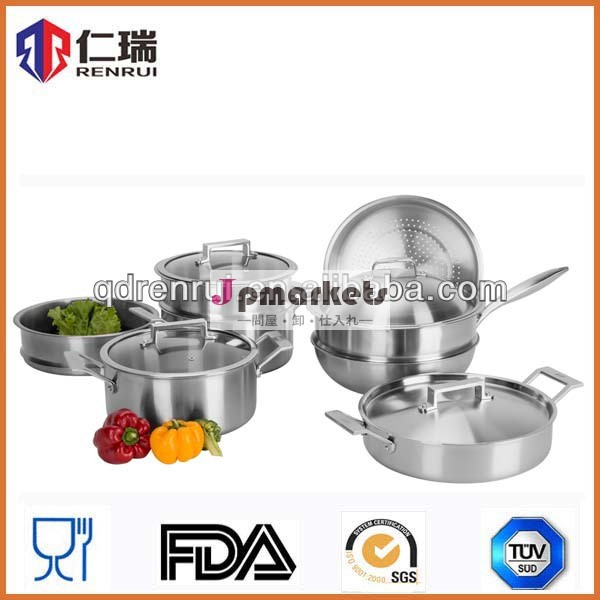 新製品2014年5プライステンレス鋼砂磨く料理の調理器具セット問屋・仕入れ・卸・卸売り