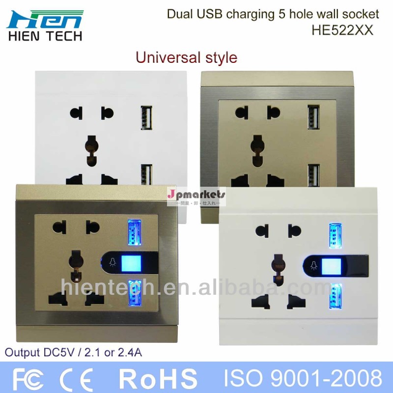 新しい2014年ソケットプラグusbソケット5v2.1a/2.4aデュアルusb充電ポートのための携帯電話と錠剤問屋・仕入れ・卸・卸売り