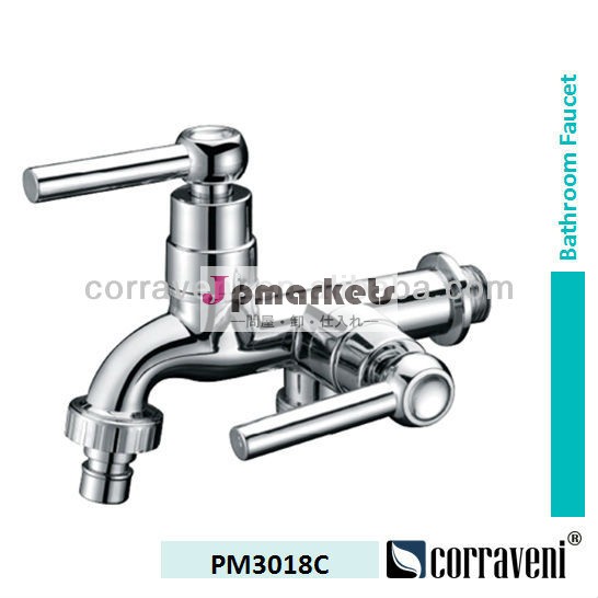 熱い販売のabs樹脂クロームメッキダブルハンドルミキサー蛇口pm3018c水水道蛇口問屋・仕入れ・卸・卸売り