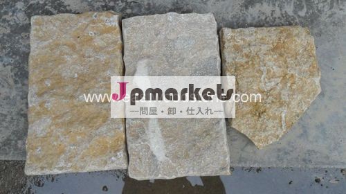 ダイナミックな割肌面 幅コーナー 石灰岩 ハニーズロックストーン(壁用)問屋・仕入れ・卸・卸売り