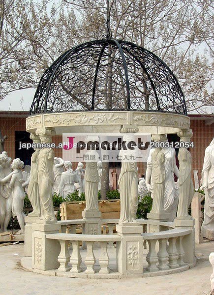 white marble carving lady gazebo with metal roof問屋・仕入れ・卸・卸売り