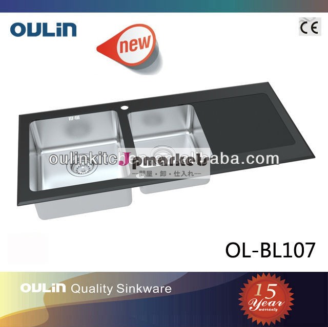 Oulinの台所の流しの排水部品ステンレススチールとガラスol-bl107問屋・仕入れ・卸・卸売り