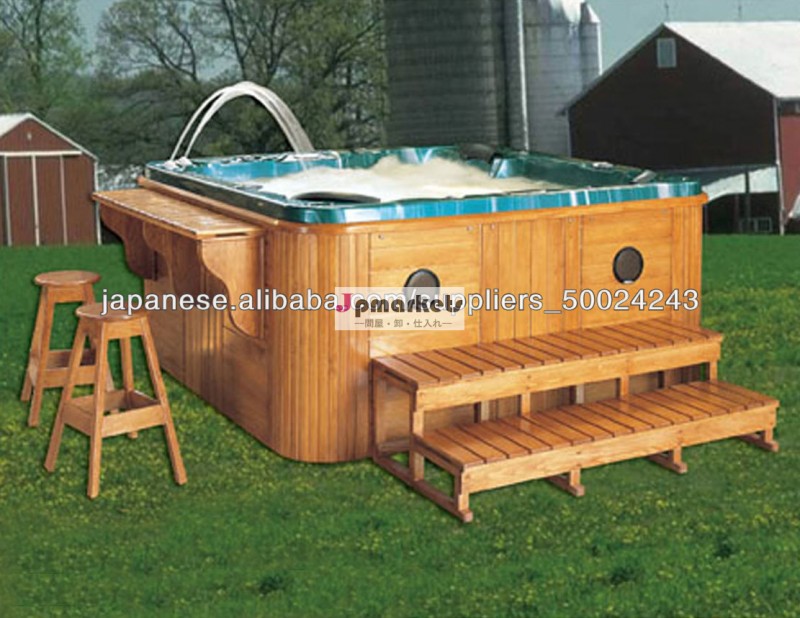 2013デラックスなデザイン木製浴槽屋外用ジャグジースパ/103ジェット噴流バスタブ付きG680六人用のホットタブ問屋・仕入れ・卸・卸売り