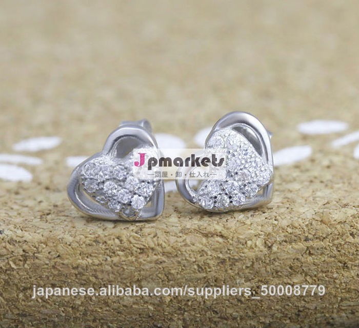925シルパー心型ピアスジルコニアアクセサリージュエリー問屋・仕入れ・卸・卸売り