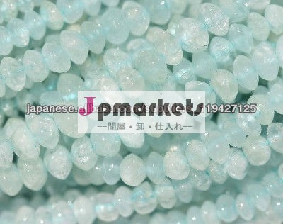 13" AQUAMARINE 4MM-5MM RONDELL GEMSTONE BEADS問屋・仕入れ・卸・卸売り