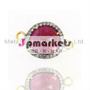 Ruby Gemstone Diamond Connector Handmad Jewelry Findings問屋・仕入れ・卸・卸売り