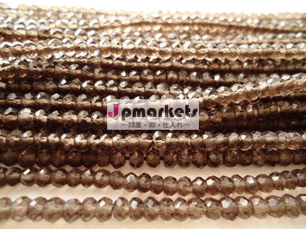 NATURAL SMOKEY QUARTZ FACETED ROUNDEL BEADS SIZE 16'' 2.75 TO 3.50 MM問屋・仕入れ・卸・卸売り