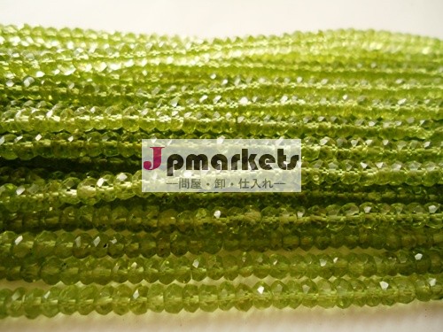NATURAL PERIDOT FACETED ROUNDEL BEADS SIZE 16'' 2.75 TO 3.50 MM問屋・仕入れ・卸・卸売り