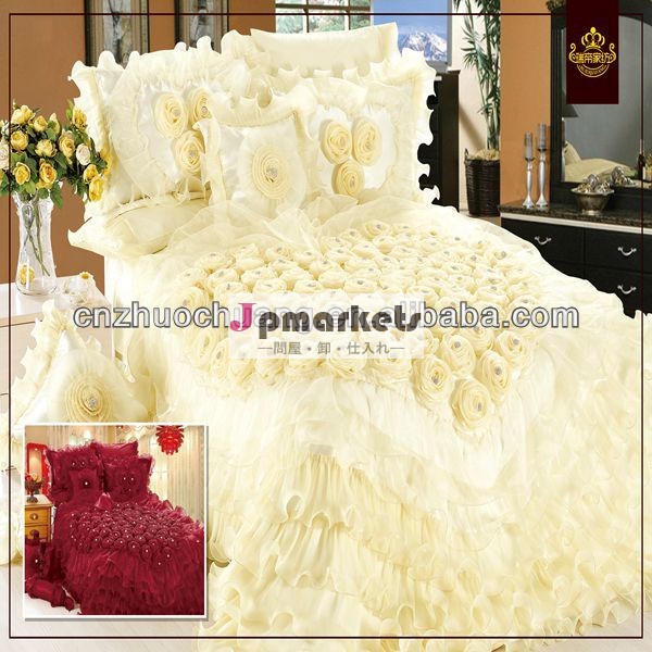 熱い販売の赤い結婚式の寝具と白のバラの優雅な花嫁はキングサイズを設定します問屋・仕入れ・卸・卸売り