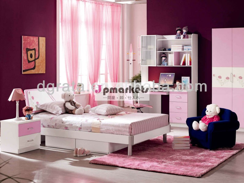 2013新しいデザインの女の子のピンクのベッドルームセットはe1によって作られたmdf板と絵画問屋・仕入れ・卸・卸売り