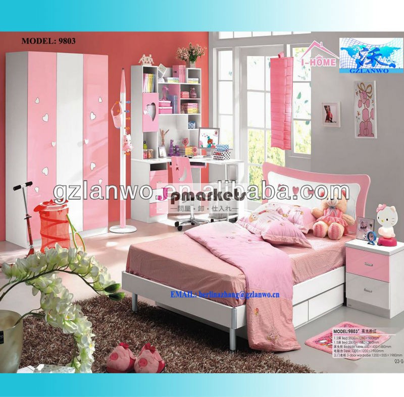 女子素敵な2013中国安い価格耐久性のあるピンクのベッドの子供の寝室の家具セット問屋・仕入れ・卸・卸売り