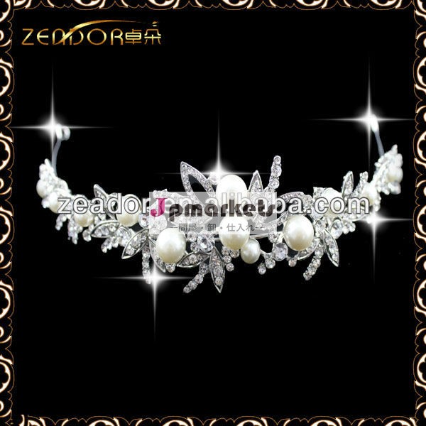 ファッション最新2013葉- 状の結晶、 真珠の王冠ティアラ問屋・仕入れ・卸・卸売り