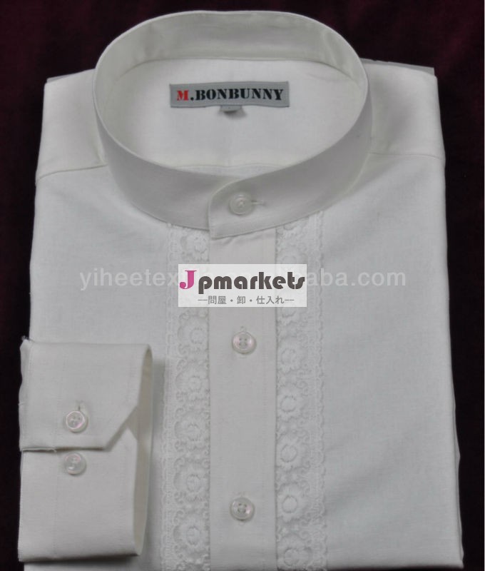 リネンコットンドレスシャツスタンドカラードレスシャツシャツ白問屋・仕入れ・卸・卸売り