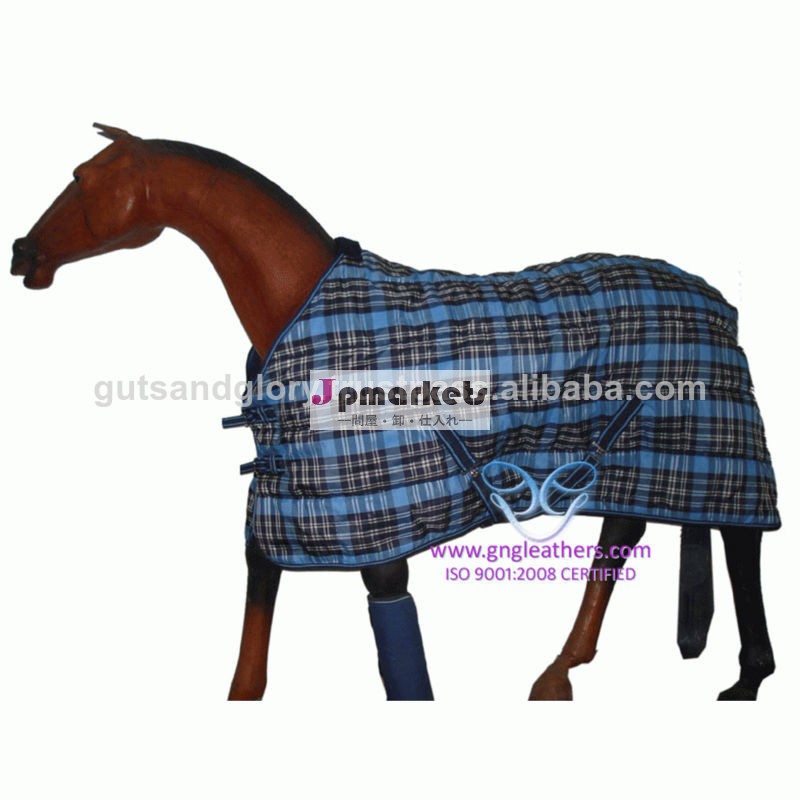 Stable Rug 1200D B.Blue/White/Black Check 200 GSM問屋・仕入れ・卸・卸売り