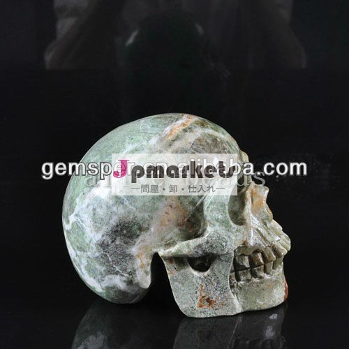 グリーンオパールs0039現実的なアフリカの彫刻された石の頭蓋骨の工芸品問屋・仕入れ・卸・卸売り