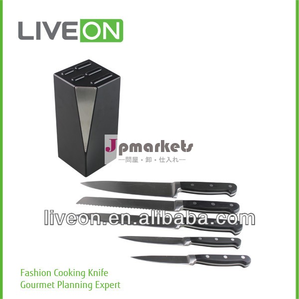 liveon2014年5個のステンレス製の忠誠心mdfライン付きナイフセットナイフブロック問屋・仕入れ・卸・卸売り